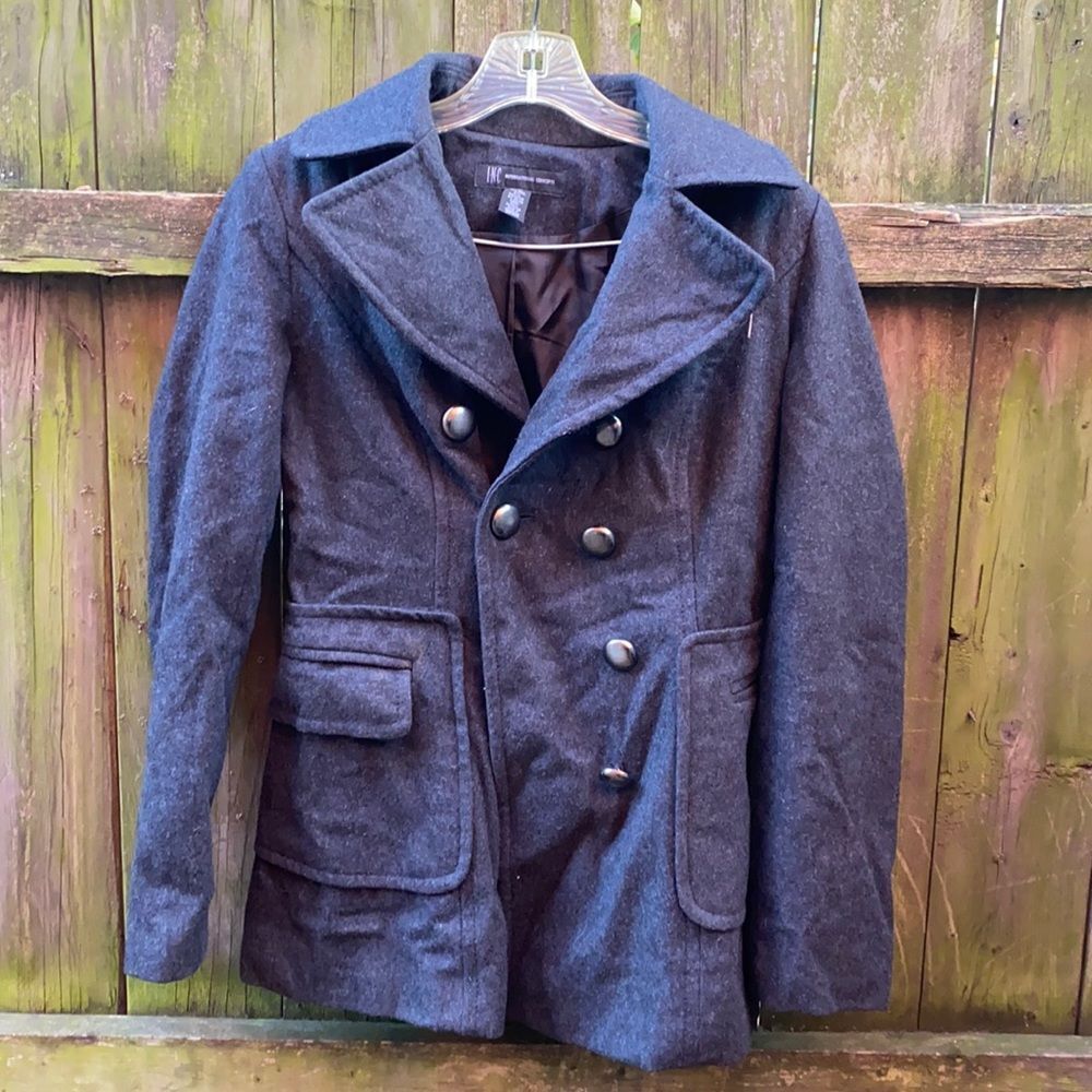 International concepts gray pea coat sz. S